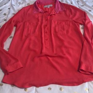 Salmon and pink button down